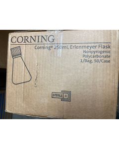 50 per case New Corning 431144 Erlenmeyer flask cap sterile PC 1 bag 250ml