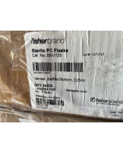 Fisherbrand Shaker Flasks BBV125 vented 125ml 24 cs baffled bottom sterile PC