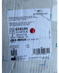 Greiner 250mL Suspension Culture Flasks w  Filter Cap 658195 sterile  CELLSTAR
