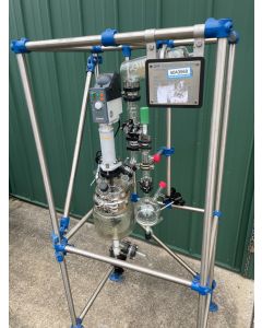 QVF 2L JACKETED PROCESS REACTOR SYSTEM STAND 2000 ml lid stirrer distilling