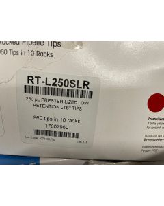 RAININ METTLER TOLEDO RACKED PIPETTE TIPS 300  L RT L250SLR 960 TIPS IN 10 RACKS