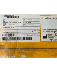 Sartorius TruFlux SIL Tubing 1 8 in  ID x 1 4 in  OD 100 m FSA117425 silicone