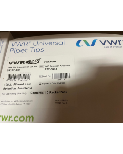 VWR 76322 136 Universal 100 l Pipet Tips Low Retention 100 ul sterile filtered z