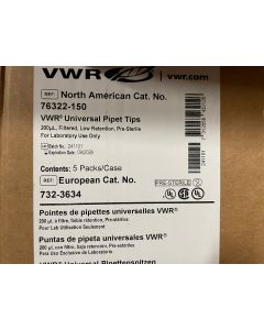 VWR 76322 150 Universal 200 l Pipet Tips Low Retention 5 Packs case Exp 09 2026