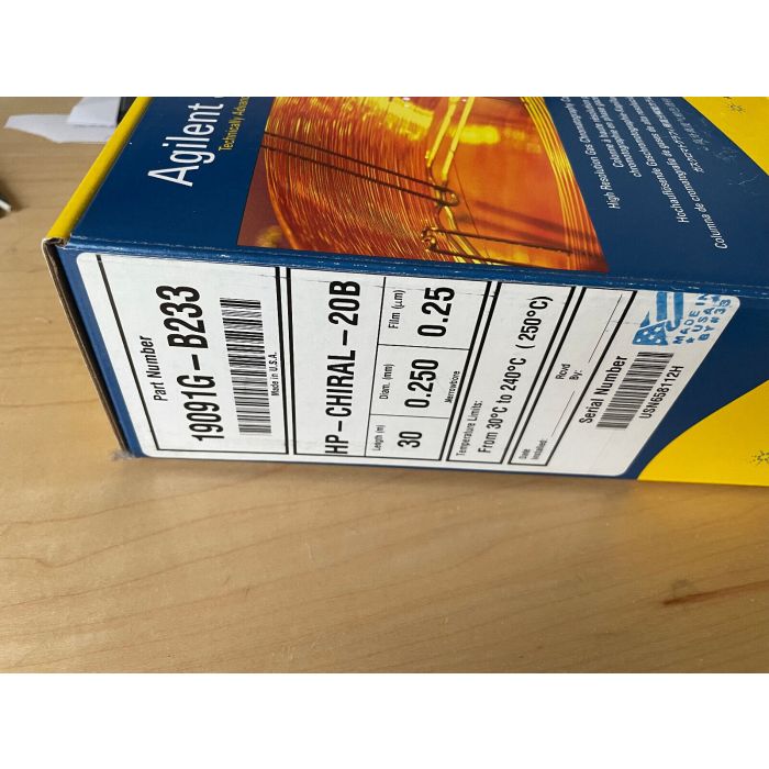 new Agilent GC capillary HPChiral 20ß GC Column. 30 m. 0.25 mm. 0.2